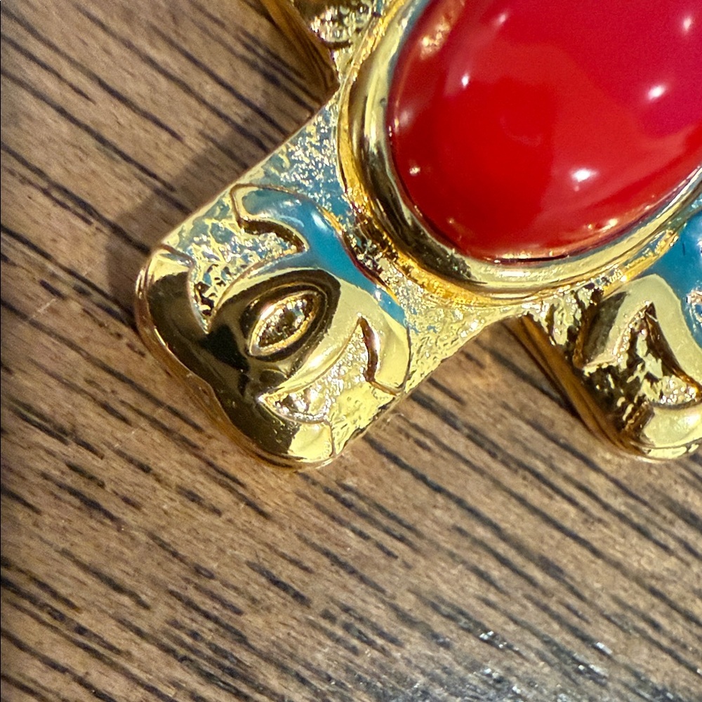 CHANEL Gold and Red Cross Necklace Pendant - Picture 4 of 5
